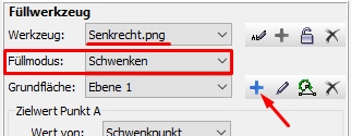 Screenshot Werkzeug Senkrecht Edit Füllmodus